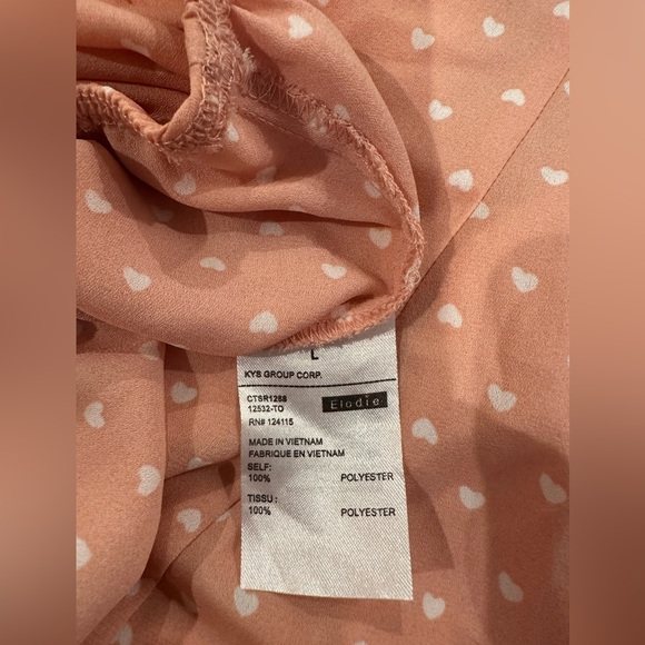 Elodie Nordstrom Size Large Long Sleeve Blouse Hearts All Over Work Wear Coquett - Picture 7 of 9